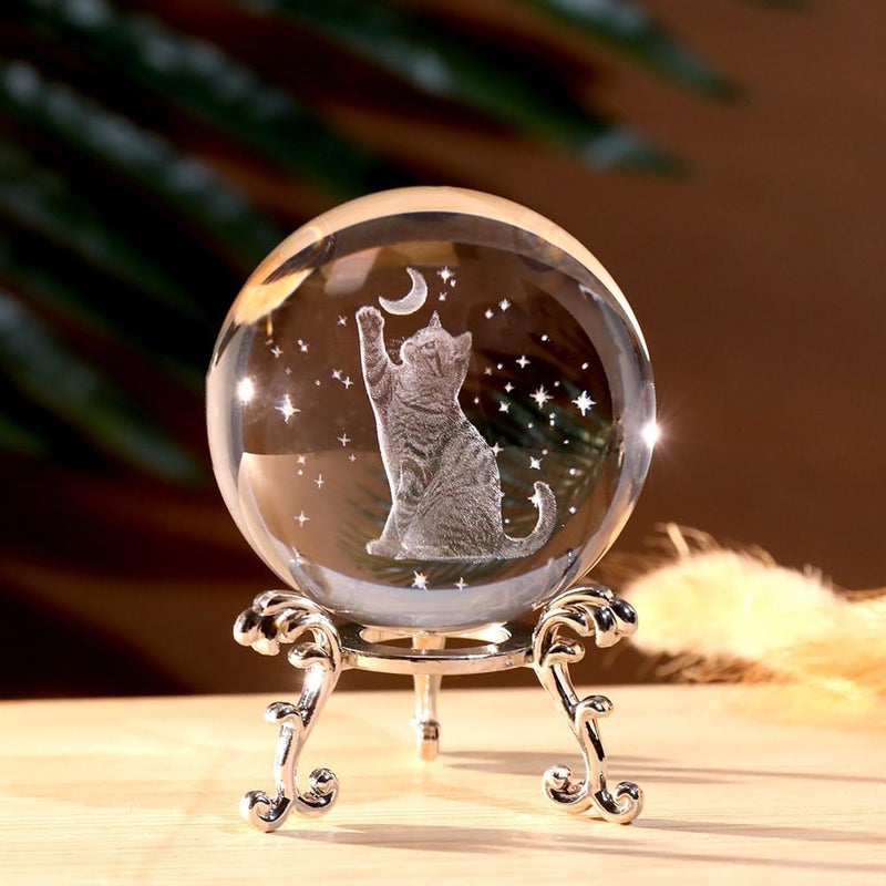 ZRENJHUS Cat Lover Gifts for Women 3D Cat Crystal Ball Themed Gift Mom Birthday Kitty Laddy Gift for Christmas Mothers Day - Image 4